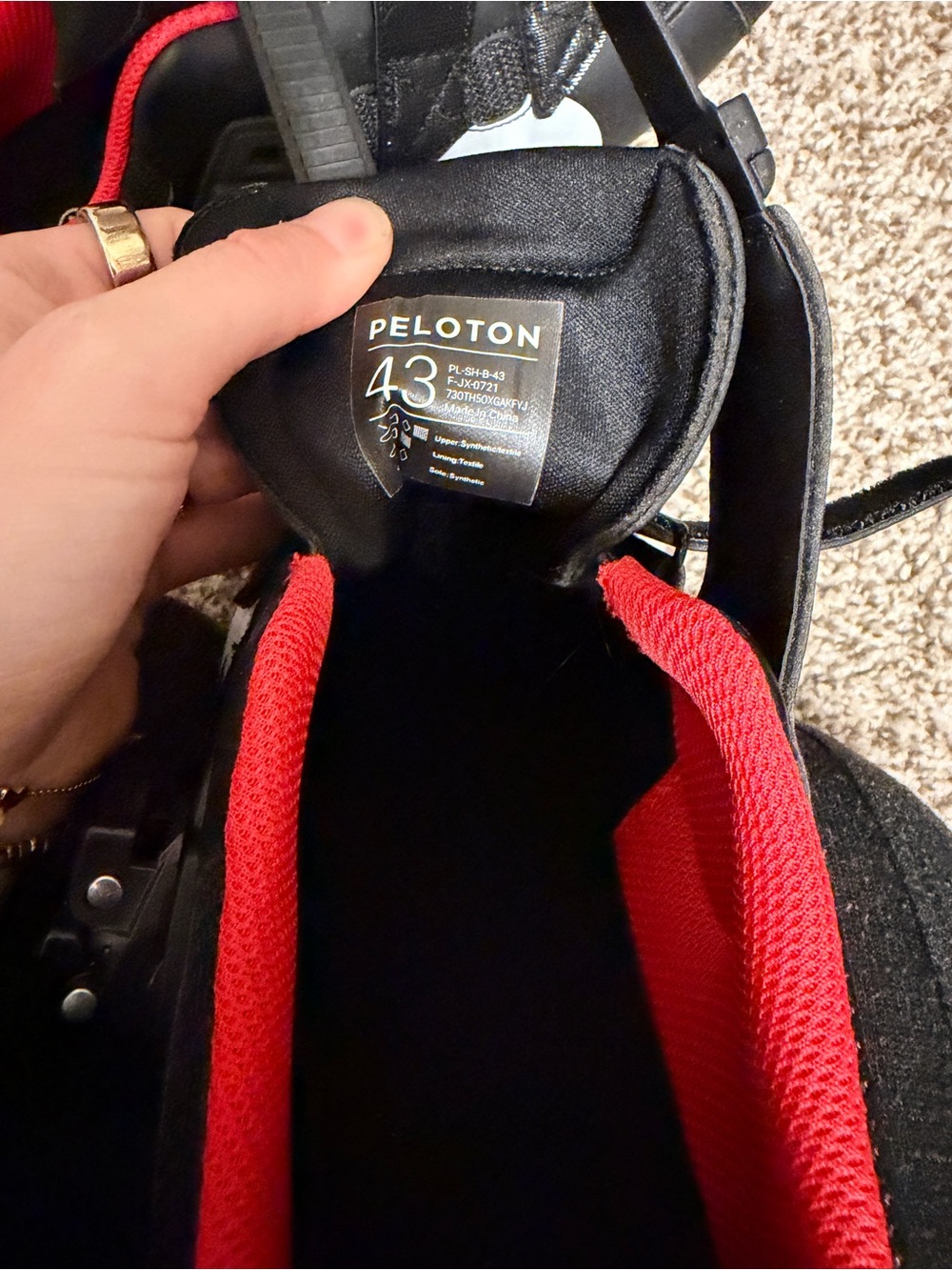Peloton Men’s Black Cycling Shoe with Red Lining